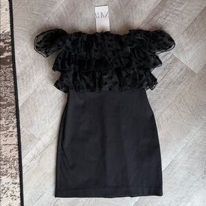 Zara Black Ruffled Mini Dress